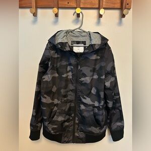 Old Navy Black and Gray Camouflage Raincoat